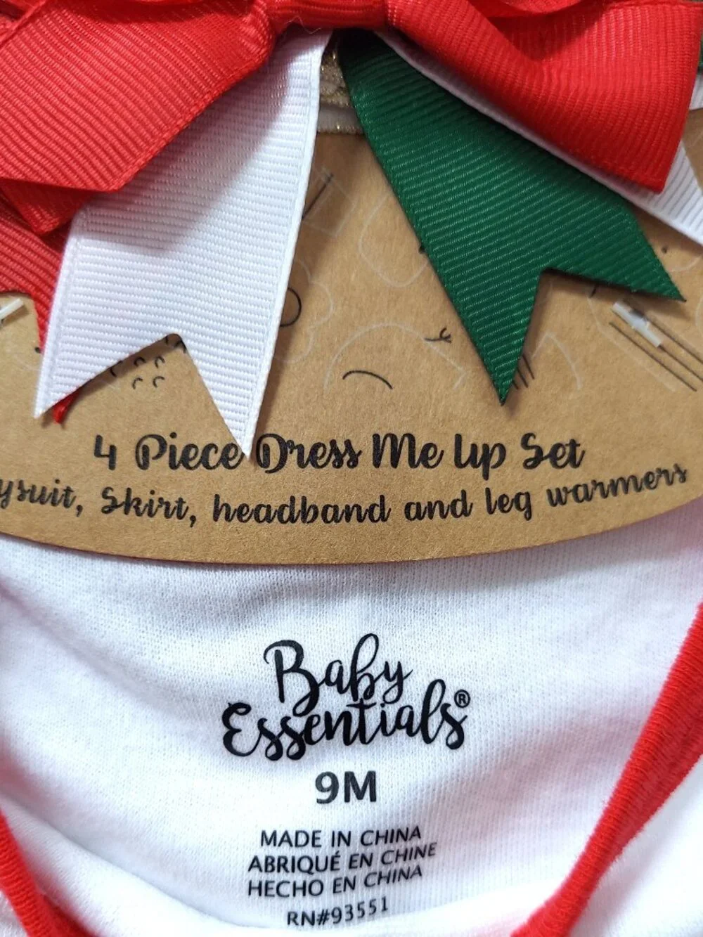 So cute! Holiday 4pc Baby Girl MY FIRST CHRISTMAS Outfit, 9 mos, NWT